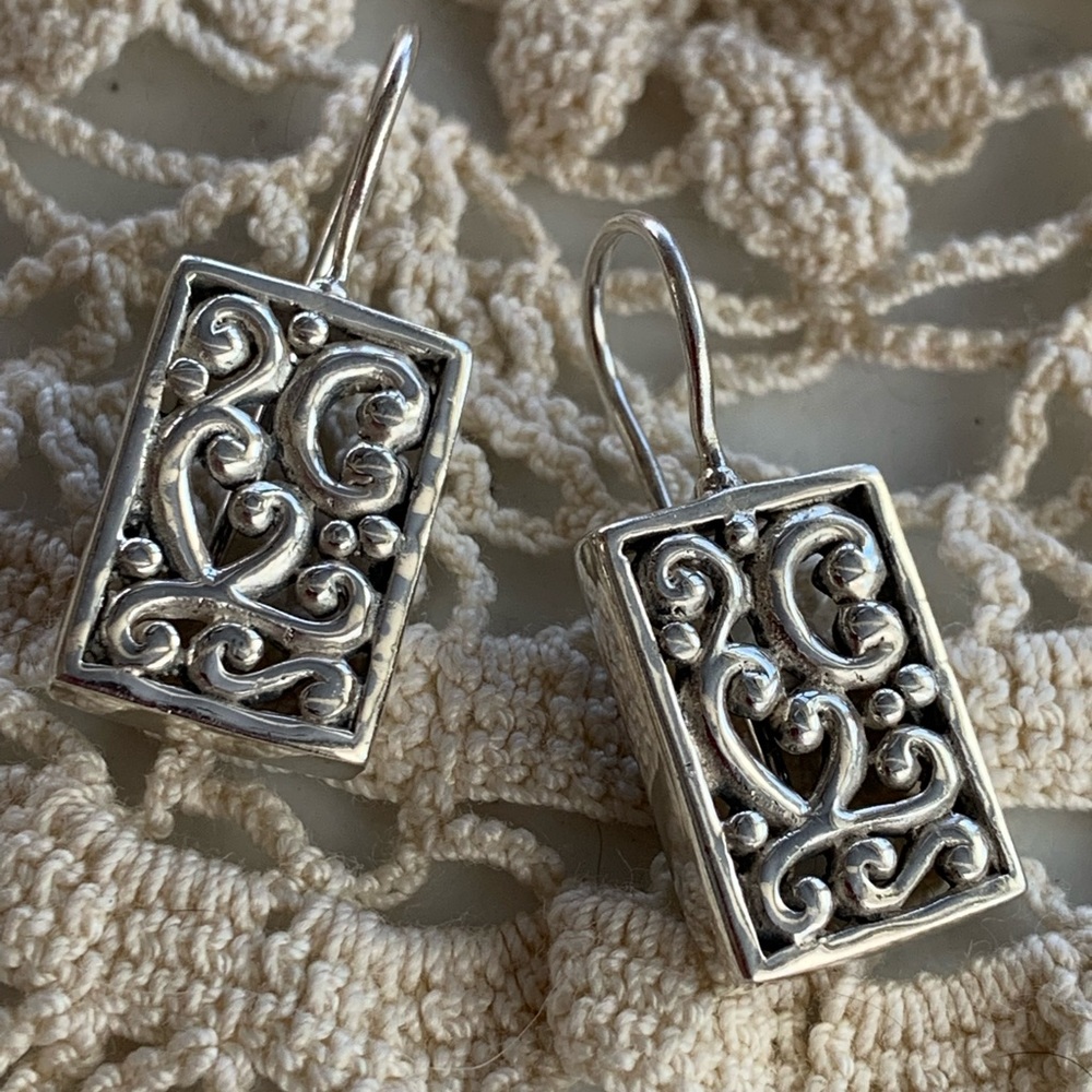 Sterling Silver paisley filagree drop Earrings